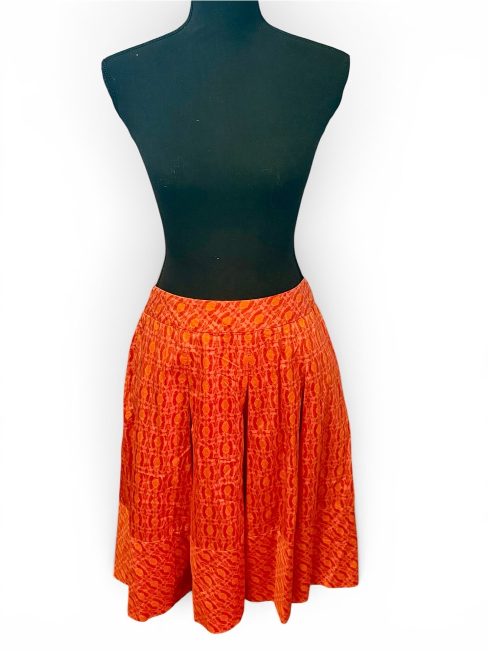 Talbots Orange Patterned A-Line Skirt